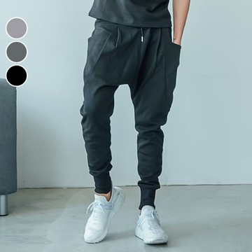 長褲 休閒縮口飛鼠褲 日系 韓系 美式 舒適 修身 百搭 素面 微寬 束口褲 台灣出貨【NW5SP3093】