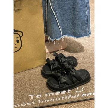 厚底增高拖鞋女夏季外穿2025年新款松糕仙女風蝴蝶結海邊沙灘涼拖