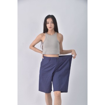 (4XL（含）以上) nautica高腰棉質純棉條紋藍色短褲二手衣