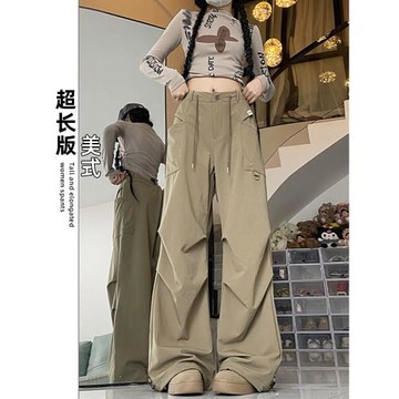 美式工裝褲加長版高個子175超長版寬松闊腿褲高腰復古拖地褲夏180