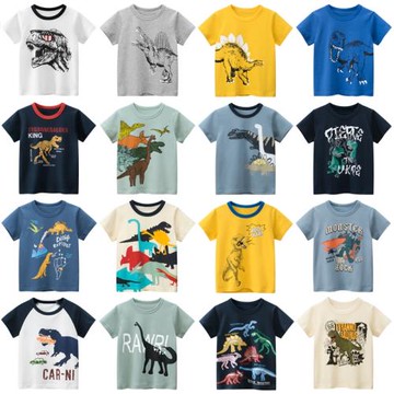 27kids夏季新款童裝韓版兒童短袖T恤打底衫男童寶寶卡通恐龍衣服