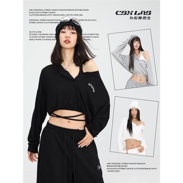 CBXLAB街舞潮牌爵士跳舞短款慵懶罩衫kpop辣妹柔軟透氣長袖上衣女