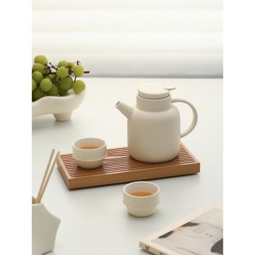 宜集堂INS奶油燜茶壺陶瓷大容量泡茶茶水分離家用高級感茶杯現代