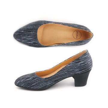 MIT【減壓穩足跟鞋-黑藍】足弓支撐 中跟鞋 粗跟 上班族 不脫膠