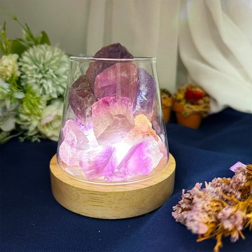 【MU工坊】紫螢石擴香石夜燈/水晶擴香燈/碎石/室內香薰/淨化