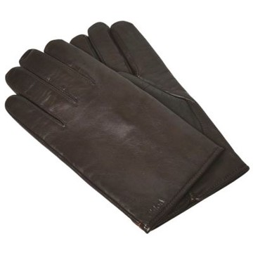 Chloe 品牌字母LOGO圖騰壓紋造型羊革手套(巧克力色/25CM)