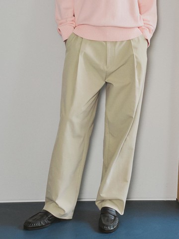One Tuck Wide Slacks_Beige