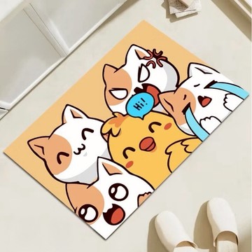 喬木居家 卡通動物造型硅藻泥踏墊 浴室吸水防滑腳踏墊  90 x 60cm  黃色  1個