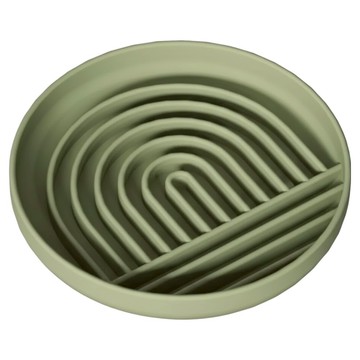 小小毛孩 寵物矽膠慢食碗 19x19x3.8cm 狗貓適用  森林綠  1個