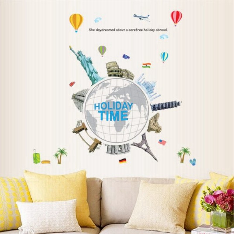 ウォールステッカー 壁紙 シール ステッカー インテリア 家具 カラフル 壁 貼る ビル 地球 気球 パリ アメリカ 自由の女神 エジプト スフィンク 通販 Lineポイント最大0 5 Get Lineショッピング
