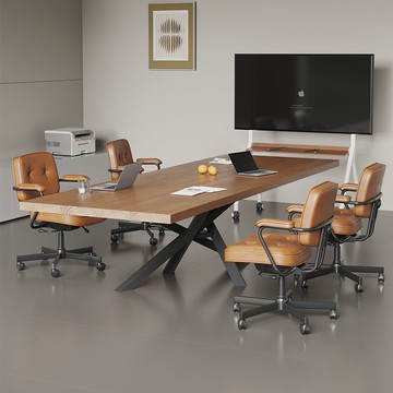 【臺灣公司 可打統編】免運 會議桌 實木長桌 原木實木小型會議辦公一體桌接待洽談桌椅辦公家具套裝2025新款 可開發票 全館八折 工廠現貨直銷 新品特價 y10013