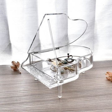 【美的空間】鋼琴造型透明壓克力收納盒鋼琴擺飾飾品收納盒