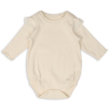 akachan honpo - 長袖經典包屁衣-羅紋抽針針織布-象牙白色