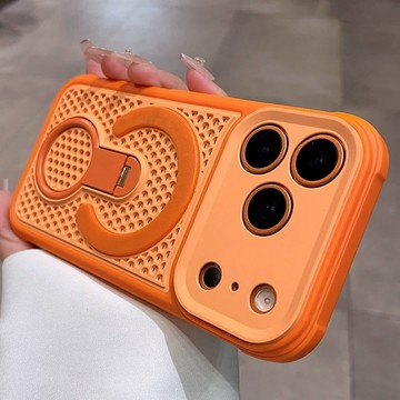 蜂窩網孔360指環支架 高級簡約透氣散熱  男女薄外殼 適用於17 Air 16 1514 13 promax手機殼