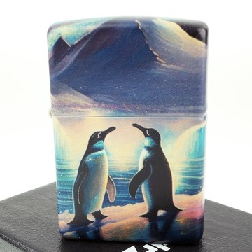 Zippo 美系~Penguin-企鵝圖案-綠色夜光烤漆打火機