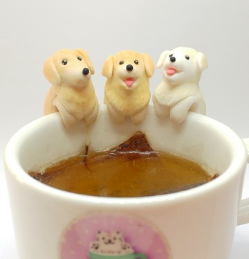 全手作 黃金獵犬 金毛尋回犬 窗邊心意牌 / 杯緣子 茶包架 (兩用)