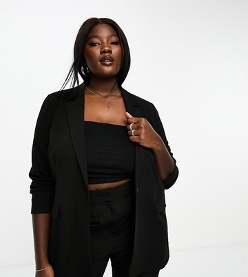 Vero Moda Curve tailored single breasted blazer co-ord in black