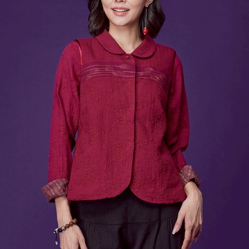 古典美 刺繡車花有裡背心【58072】棉麻/亞麻/中國風/漢服/茶禪服