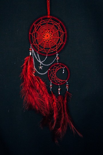 純手工捕夢網 Handmade Dreamcatcher－【月亮太陽牽牽手－紅】