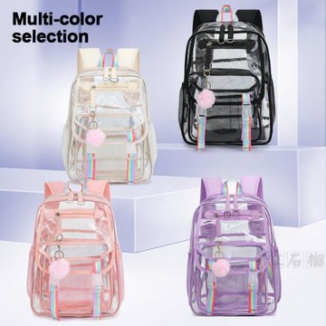 2025新款PVC透明書包女防水大容量小清新背包男高中初中生雙肩包