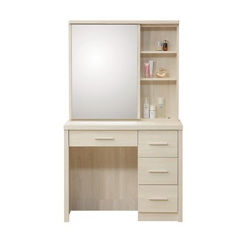 直人木業-COCO奶油風滑鏡化妝桌91公分(不含椅)