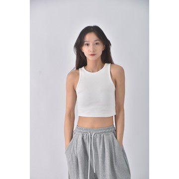 (M) air space lady質感運動棉質無袖白色上衣二手衣