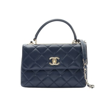 CHANEL 香奈兒 Trendy CC 25 兩用包 藍色 羊皮 金扣 A92236 【二手名牌BRAND OFF】