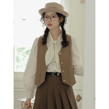 法式復古背心短款上衣西裝馬甲