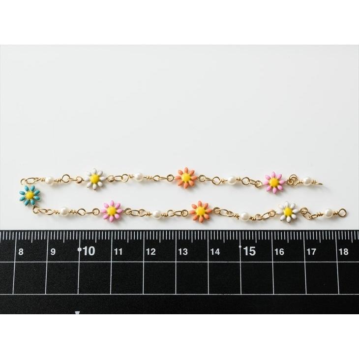 チェーン エポ 花 パール アクセサリー パーツ カラフル 1m  デザイン ネックレス ブレスレット デザインチェーン カット 切り売り   問屋