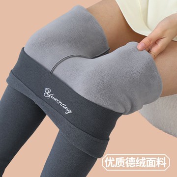 愛依依 長褲 緊身褲 保暖褲 新款德絨大肚子保暖德絨加厚加絨高腰收腹底褲發熱褲-10420.