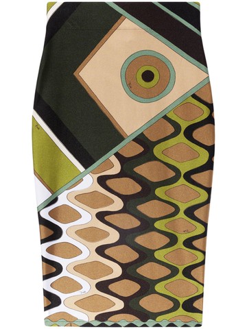 PUCCI - Vivara-print pencil skirt - women - Elastane/Nylon - M - Green