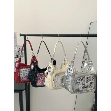 Bag House👜 2025新款痛包油蠟皮小衆設計斜挎包二次元百搭單肩腋下包