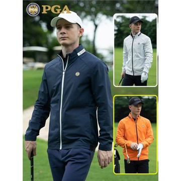 (免運)美國PGA 2026秋冬高爾夫男裝薄款運動外套防風防雨立領拉鏈golf