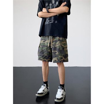 美式工裝迷彩短褲男夏季新款寬松休閑潮牌運動青少年薄款5五分褲