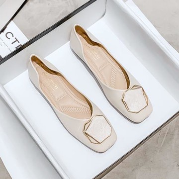 大碼女鞋41到43春秋款豆豆鞋2025新款平底鞋子仙女風百搭淺口單鞋