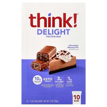 Think !, 美味蛋白棒，巧克力慕斯派，10 根，每根 1.2 盎司（34 克）