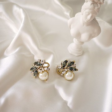 經典優雅黑白水晶配色耳環