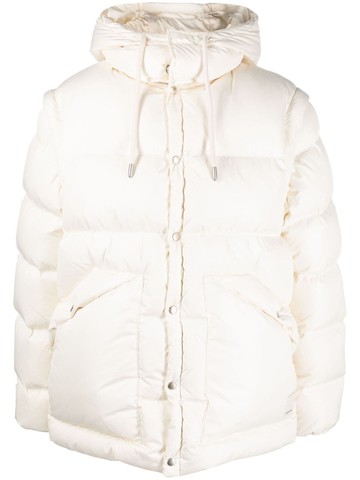 Emporio Armani - hooded padded jacket - men - Duck Feathers/Duck Down/Polyester/Goose Down/Goose Feather/Polyester - 54 - Neutrals