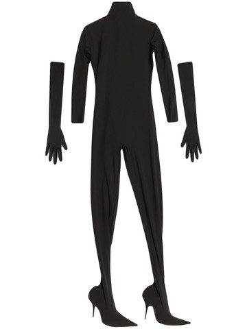Balenciaga - bodycon long-sleeve bodysuit - women - Leather/Leather/Polyamide - 38 - Black