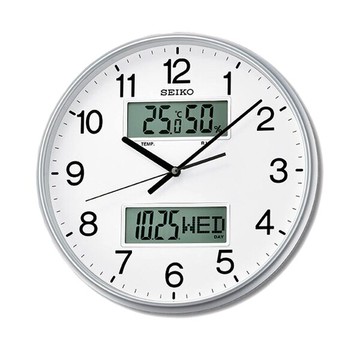 掛鐘 SEIKO精工雙顯液晶銀色【NV96】原廠公司貨