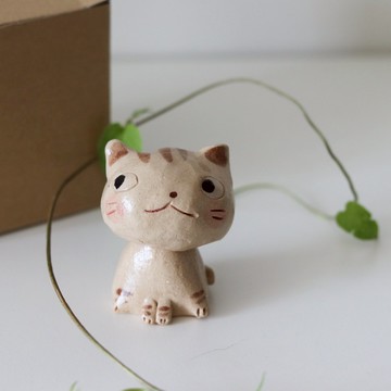 【Yourtableware】禮物獨家 日本 舞陶館 手作 立型茶虎斑 陶瓷 擺飾