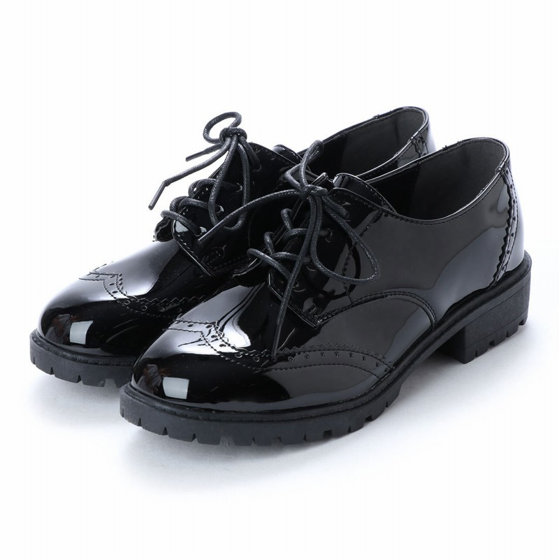 スクランブル Scramble 定番レースアップメダリオンマニッシュシューズ おじ靴 ブラック エナメル 通販 Lineポイント最大1 0 Get Lineショッピング