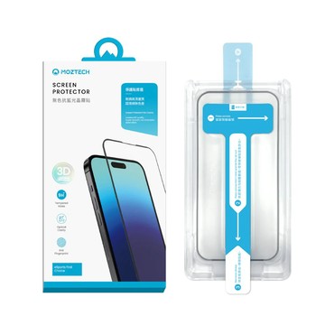 MOZTECH 無色抗藍光晶霧貼 超透霧面 9H 電競保護貼 秒貼款 玻璃貼 適用 iPhone 14 Pro Max