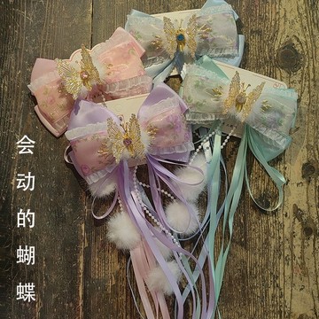 ❤️台灣現貨 古風彈簧立體蝴蝶  靈動蝴蝶結髮夾 頭飾 華麗仙氣髮夾 少女髮式 超美日式和服蝴蝶結夾 A01