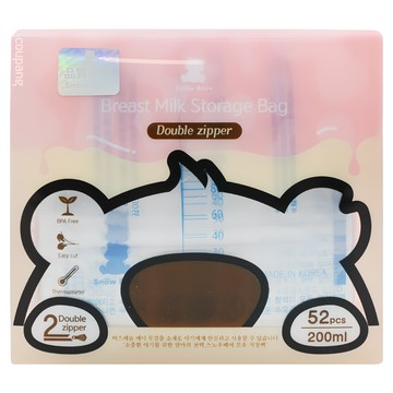 Snow Bear 小白熊 母乳冷凍袋 52入 雙拉鍊 200ml BPA Free  1盒