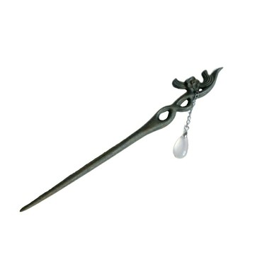 樂天精選~伽藍寺聽雨。原創綠檀木質發簪子蘭花枝盤發流蘇頭飾清冷復古風 雙11全館免運