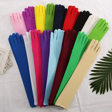 50cm夏防曬長手套過肘部觸屏新伴娘表演出主持彈力超薄絨排汗透氣