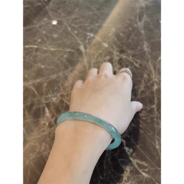 緬甸天然a貨冰種飄花圓條翡翠手鐲細條翡翠玉手鐲少女叮當鐲時尚