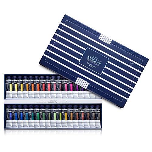 ミッションホワイトクラス 水彩絵具 15ml×34色セット (mission white class water color set) 透明水彩絵具 不透明水彩絵?