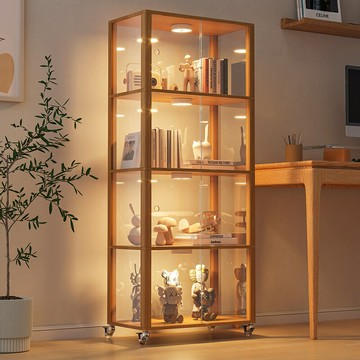 亞克力手辦展示櫃實木落地櫃子家用陳列櫃多層收納透明矮櫃儲物櫃123-YJ 保售後